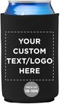 Custom Neoprene Collapsible Can Coolers 12 oz. Set of 100, Personalized Bulk Pack - Great for Weddings, Parties, Anniversary, Indoor & Outdoor Events - Black