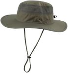 Home Prefer Men's Sun Hat UPF 50+ Wide Brim Bucket Hat Windproof Fishing Hats (Light Army Green)