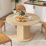 YITAHOME Round Dining Table for 4-6 People Circle Dining Table with Wooden Rattan Base Modern Farmhouse Kitchen Table Round for Dining Room Kitchen Apartment, Natural Oak