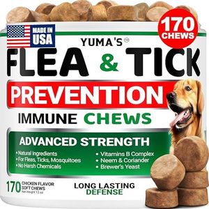 Flea and Tick Prevention for Dogs Chewables - 170 Treats - Natural Dog Flea and Tick Treatment Chewable - Flea and Tick Chews for Dogs - Soft Oral Flea Pills for Dogs - All Breeds & Ages - Made in USA