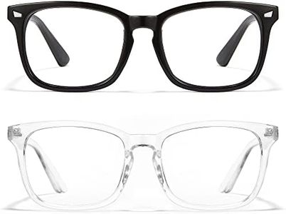 Cyxus Blue Light Blocking Glasses Square Computer Eyewear Clear Lens Eyeglasses Frame (Black & Transparent)
