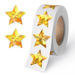 1" Gold Star Stickers for Kids Reward, 500 Pcs Foil Star Metallic Stickers Roll for Behavior Chart, Student Planner and School Classroom Teacher Supplies