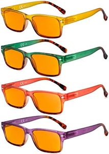 Eyekepper 4 Pack Computer Reading Glasses - Fashion Blue Light Blocking Readers for Women Men Orange Tinted +1.75, Blue Light Blocking-b98-4 Pairs, +1.75