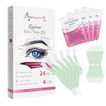 Beauty7 Eyebrow Wax Strips Facial Wax Strips Eyebrow Shaper Hair Removal at Home Eyebrow Waxing Kit 24 Strips 4 Calming Oil Wipes for Women Sensitive Skin Types (Eyebrow Wax Strips 1 Set)