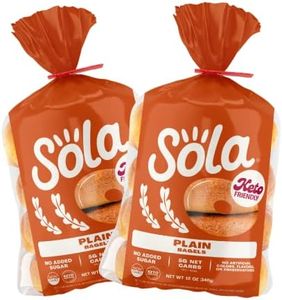 Sola Plain Bagels, Low Carb & Keto Friendly, 16g of Protein Per Bagel & 5g Net Carbs, Non-GMO, No Sugar Added, 12 oz, (4 Bagels Per Pack) (Pack of 2)