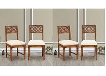 Vivek Wood Solid Sheesham Wood Dining Chairs Only | Wooden Set of 4 Dinning Chair for Kitchen & Dining Room | Chairs with Cushion | Rosewood, Rustic Teak Finish