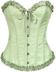 SZIVYSHI Corset Tops for Women, Bustier Shapewear Lingerie, Lace Waist Push Up Bodysuit, Foam Green, Large