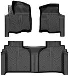 Mixsuper Liner Floor Mats for 2019-2024 Chevy Silverado 1500/GMC Sierra 1500, 2020-2024 Chevy Silverado/GMC Sierra 2500HD/3500HD Crew Cab with Rear Underseat Storage Box, Front Bucket