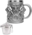 UCEC V8 Engines Design Stainless Steel Cup, 15oz Stylish Durable & Home and Office Cup, Perfect for V8 Car Enthusiasts 3D Retro Personalized mug, Ideal for Father's Day, 1 PACK