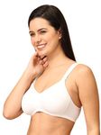 The Mom Store Mom Nursing Bra | Full Coverage Non Padded Bra | Feeding Bra | Maternity Bra | Non Wired Bra | Cotton Blend | White | 38B