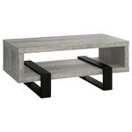 Modern Driftwood Open Shelf Coffee Table, Gray and Brown- Saltoro Sherpi