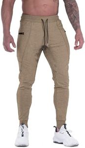 MAIKANONG Mens Slim Joggers Tapered Sweatpants Gym Workout Pants for Running Athletic Casual, Brown, Medium