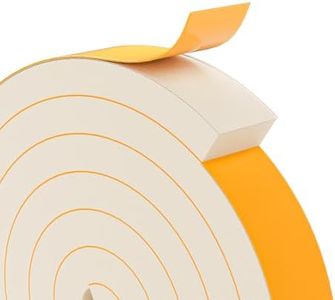 Bantie 1"×2" EVA Foam Strips with Adhesive Weather Stripping Tape Larger Foam Weather Stripping Strip for Large Gap Insulation (1"×2",13FT,White)