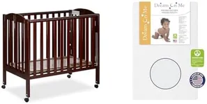 Dream On Me 3-in-1 Portable Folding Crib Bundle with Sunset Extra Firm Fiber Mini Crib Mattress, 41x26x40 Inch and 38x24x3 Inch