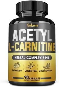 5in1 Acetyl L-Carnitine Complex Capsules - 2600mg Daily - Combined Alpha Lipoic Acid, Green Tea, Green Coffee Bean & Raspberry Ketones - 90 Counts for 3 Months