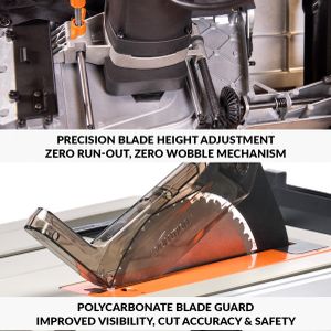 Evolution R255TBLX Table Saw – 255mm Blade, Powerful Wood Cutting