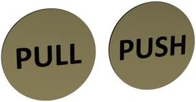 Pair of Metallic Gold Circular Metallic Push & Pull Adhesive Door Signs - Generic Door Sign for business, restaurants, bars, hotels, schools, cafe