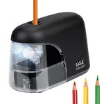 Eagle Electric Pencil Sharpener, Battery Powered Sharpener, LED Light Shinning During Sharpening, Portable, with Reusable and Replaceable Blade, Suitable for Kids, Ideal School Office Supplies (Black)