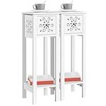 Yaheetech 2pcs Slim Bedside Table, Narrow Sofa Side End Table with Drawer & Shelf, Set of 2 Nightstand Storage Cabinet with Carved Design for Living Room/Bedroom/Small Space, 25×25×73.5cm, White