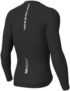 Lo.gas Mens Cycling Jersey Long Sleeve with 3+1 Rear Pockects Moisture Wicking UPF 50+ Full Zip Riding Bike Shirts,Black M