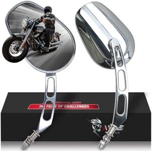 MZS Motorcycle Mirrors Chrome, M8 Heavy Duty Motorbike Rear View Mirror Side Accessories Hollow Rod Compatible with Sportster Road King Street Glide Electra Dyna Softail Ultra Vrod