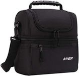 MIER Insulated Lunch Box Insulated Cool Tote Bag Lunch Kit for Men, Women, Double Deck Cooler (Black, M)