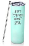 Best Aunt Ever Gifts Mother's Day Gifts for Aunt Auntie from Niece Nephew 20oz Travel Cup Aunt Auntie Birthday Christmas Presents Best Auntie Bday Green Tumbler Gift Set With Lid Straw Keychain