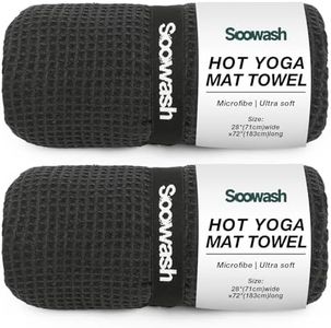 SOOWASH 2 Pack Hot Yoga Towel, Yoga Mat Towel for Hot Yoga Non Slip with Strap, Microfiber Yoga Mat Accessories, Soft Absorbent Quick Dry, Pilates Exercise Fitness 28" X 72"Black