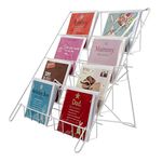 Metal Card Stand - Counter Standing Collapsible Card or Book Display in White (E8W)