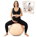 BABYGO Birthing Ball for Pregnancy & Labor + Our Award Winning Book - Exercise, Birth & Recovery Plan, 5X Stronger Than a Yoga Ball with Eco Friendly Material (65cm - 4'8" - 5'10", Nude)