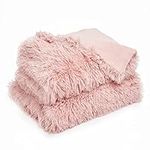 Sienna Super Fluffy Fleece Throw Shaggy Faux Fur Blanket Warm Reversible for Sofa Chair Bed - 150 x 200cm, Blush Pink