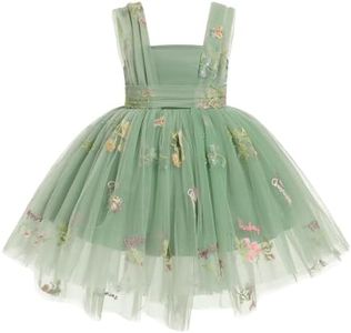 FYMNSI Vestido de princesa para bebé, vestido de niña de flores, vestido de bautizo para niños pequeños, mariposas, vestido festivo, boda, princesa, vestido de noche, verde salvia, 2-3 Años