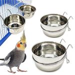 2 x Stainless Steel Bird Cage Bowl with Hooks 4 Sizes Hanging Bird Animal Small Dog BPS-11129x2