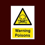 Warning Poisons Sticker/Self Adhesive Sign - Warning, Farm, Dogs, Agriculture, Cattle, Sheep, Bull - (CA31)