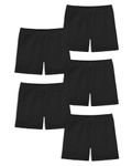 KEREDA Girls Shorts Black Cycling Cotton Pe Shorts Kids Girls' School Children UnderDress Yoga Shorts 5 pack 10-12 years