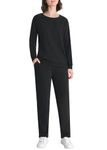 Weintee Women's Petite Sweatsuits 2 Piece Set Sweatpants and Sweatshirt Jogging Suits, Black, XX-Large Plus Petite