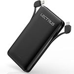 Lectrus Power Bank for iPhone10000mAh, Fast Charging Portable Phone Charger With Built in Cables, USB C Battery Pack with 3 Outputs 2 Inputs,Power Bank for Mobile Phone, Samsung, Heated Gilet