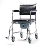 Mobility Junction Rolling Commode Chair With Locking System Wheel With Commode Pot | Western Toilet & Portable Use | Removable Footrest | Flip-down Armrest (Seat Lift | Foldable Frame)