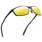 wearPro Night Driving Glasses-Polarised-Al-Mg-Metal-Frame-Anti Glare for Men-Women-Unisex-Sports-UltraLight-UV400-HD-Vision-Classic-Vintage Style For Driving,Fishing,Skiing,Golf,Runing,Cycling（yellow）