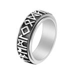 Aienid Wedding Band 8mm Promise Rings for Him Spinner Stainless Steel Silver Wedding Band for Him Viking Spinner Ring Band