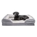 FurHaven XL Orthopedic Dog Bed Perfect Comfort Plush & Velvet Waves Sofa-Style w/ Removable Washable Cover - Granite Gray, Jumbo (X-Large)