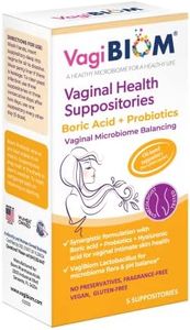 VagiBiom Boric Acid Suppositories with Lactobacillus: Microbiome Flora Balance; Balance and Nourishes Healthy Flora; Paraben-Free Preservative-Free