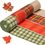 Syhood 4 Rolls Fall Ribbons Wired Thanksgiving Autumn Plaid Burlap Ribbons Wired Edge Ribbons for Wrapping DIY Crafts Floral Bows Wreath Making Supplies Gifts Decoration, 24 Yards in Total, 4 Styles