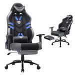 COLAMY Big and Tall Gaming Chair with Footrest 350lbs-Racing Style Computer Gamer PC Chair, Ergonomic High Back with Wide Seat, Reclining Back, 3D Armrest, Headrest and Lumbar Support for Adult, Grey