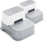 Kids Step Stool,2 Step Stool for Toddler (Grey 2 Packs), Toddler Stool for Toilet Potty Training,Wiifo Slip Resistant for Safety as Bathroom Potty Stool & Kitchen Step Stool (Grey 2 Packs)