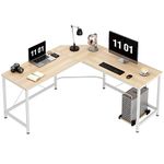 soges 59x 59inches Large L-Shaped Desk Computer Desk with Mainframe Multifunctional Computer Corner Desk Table Workstation,White Oak ZJ02-MO-NN-CA