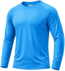 Boladeci Men's Azure Blue UPF 50+ Sun Protection Long Sleeve Rash Guard Shirts