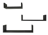 EWEI'S HomeWares 3 Floating U Shelves, Espresso Finish