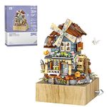 LOZ Mini Blocks 1239 Windmill House Music Box Building Blocks Kit, 799 Pieces Mini Clamping Blocks House Model Kits, Gifts Toys for Adults and Children