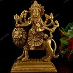 Vintage Gulley Brass Durga Idol Sitting on Lion I Religious Goddess I Maa Durga I Home Decor I Gifiting I Interior Decoration I Living Room